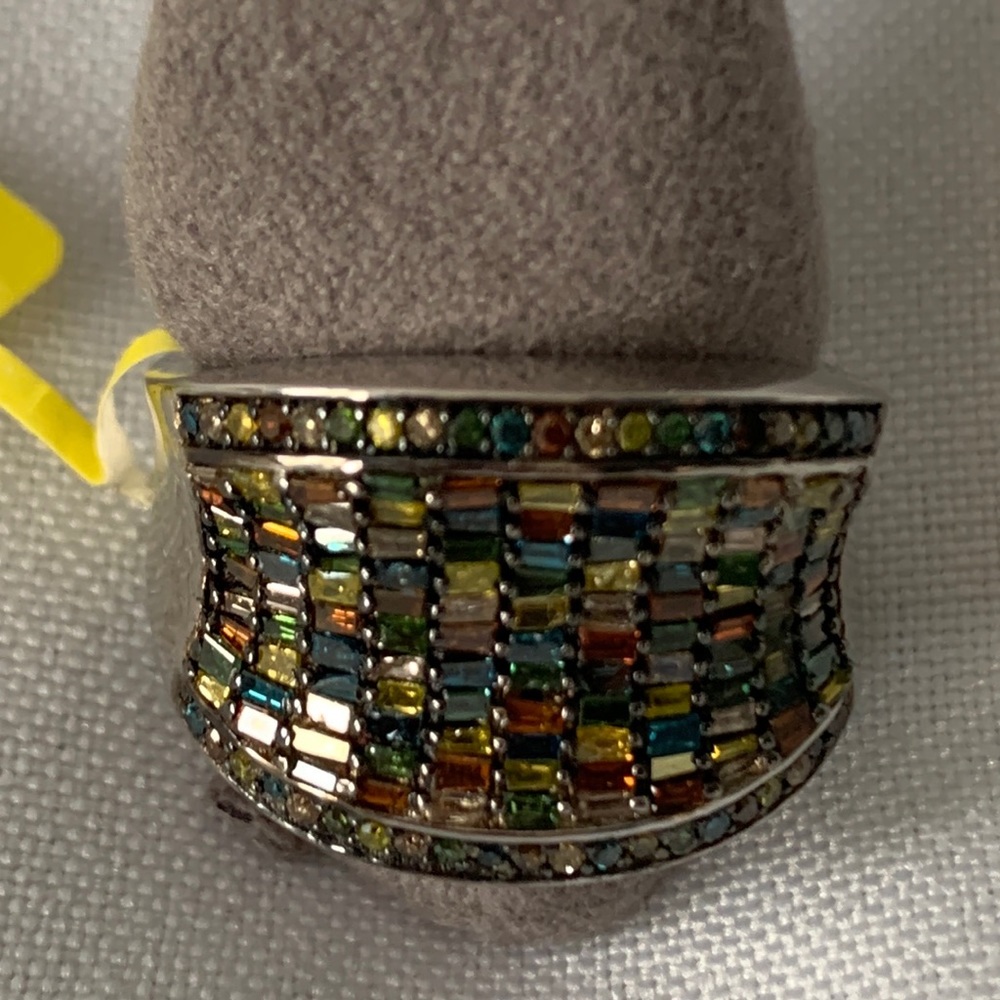 I carat multi diamond women’s ring white gold over silver